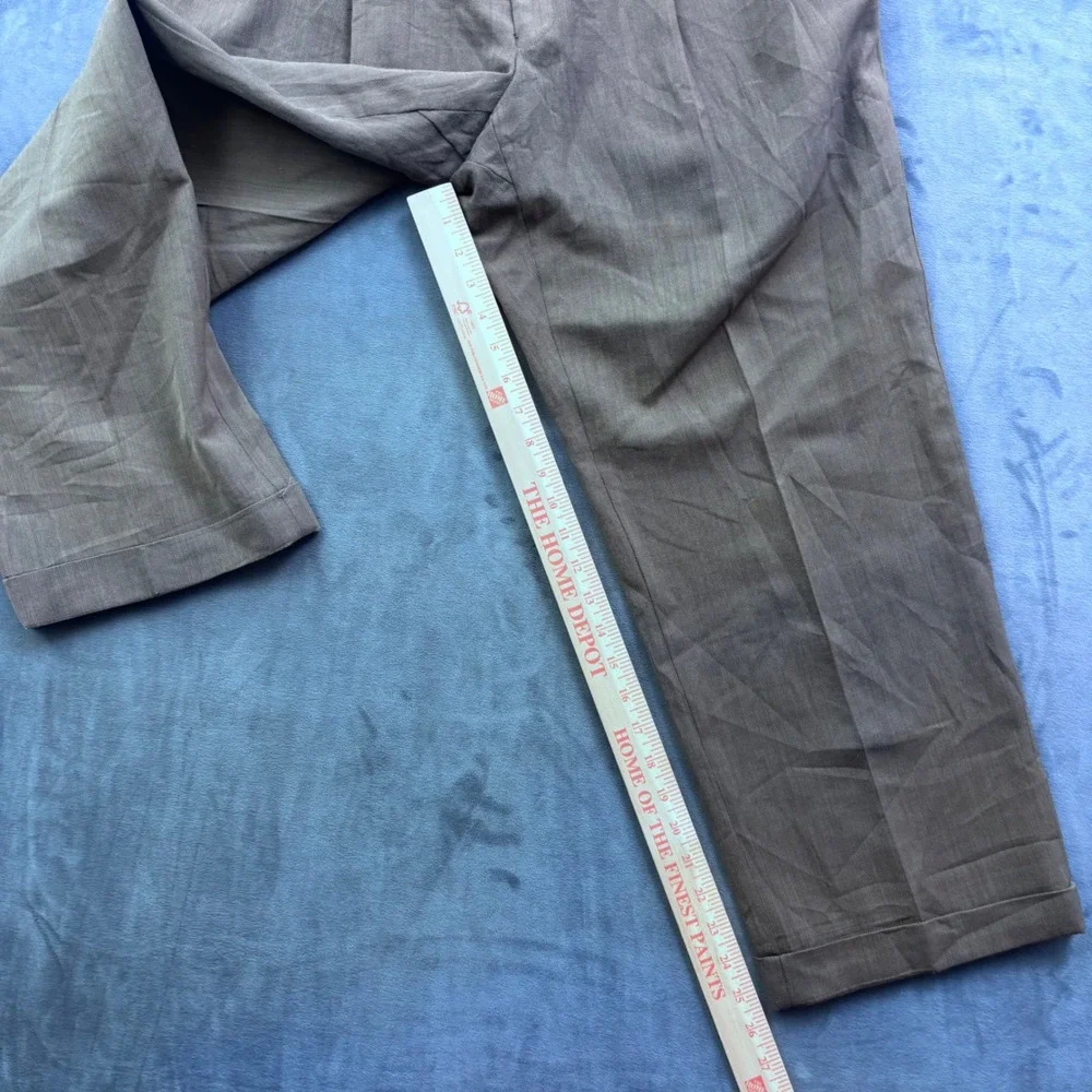 Lauren Ralph Lauren Mens Gray Herringbone Pleated Cuffed Dress Pants 39x28.5